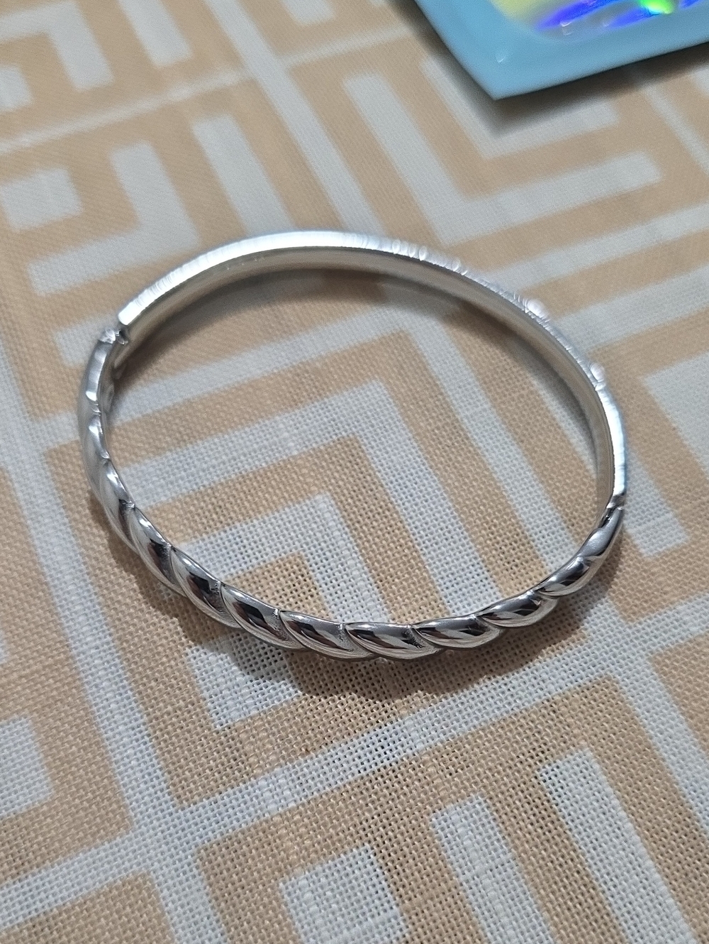 Classic Twisted Silver Bangle Bracelet - Silver